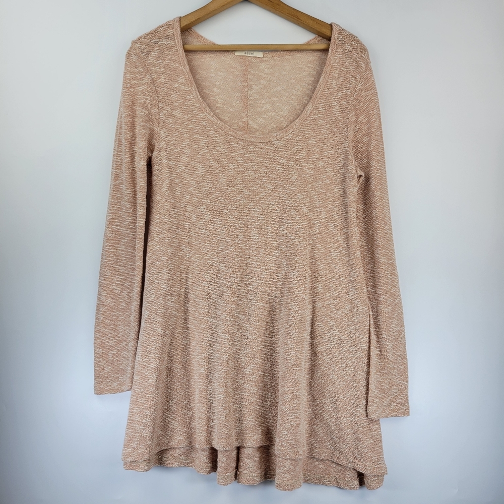 easel Marled Beige Long Sleeve Tunic
